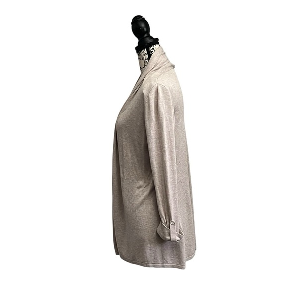 Joan Vass 100% Viscose Knit Open-Front Cardigan Long Sleeve Gray Women's Medium - Picture 3 of 9